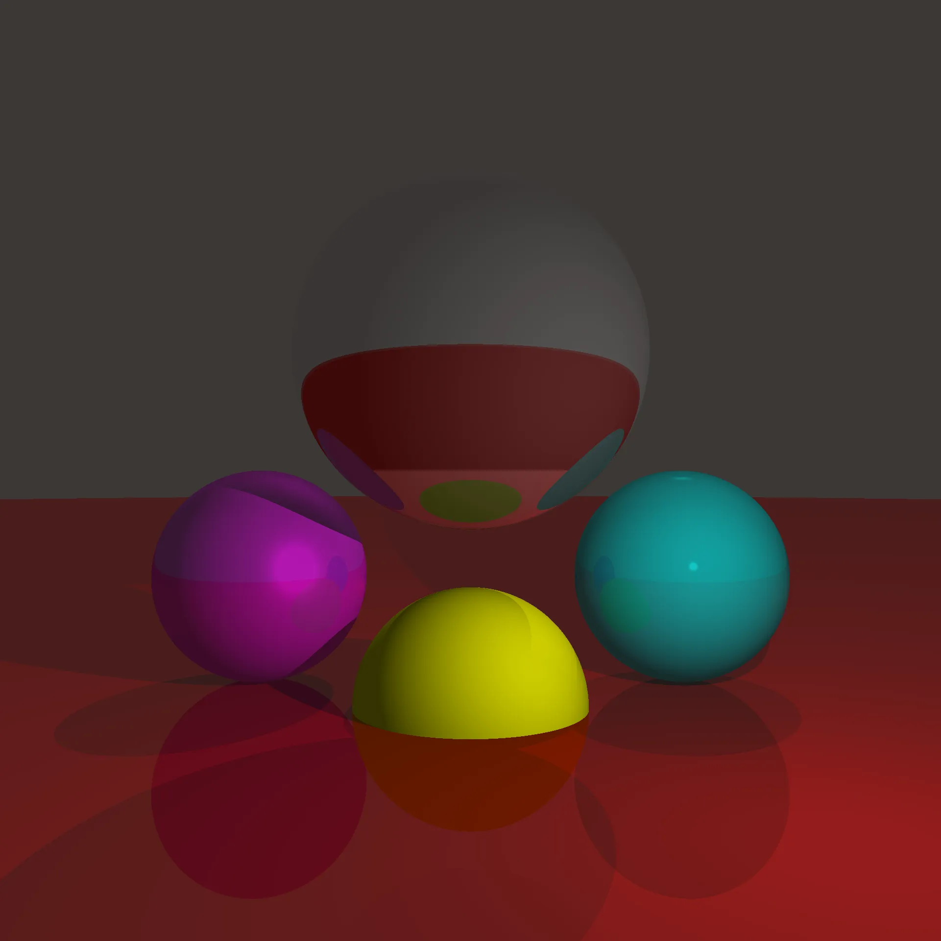A raytraced scene of colorful spheres